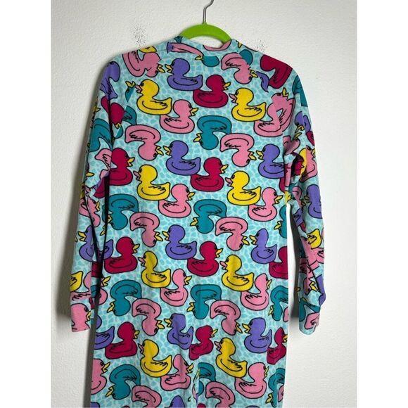 Joe Boxer Womens Large One Piece Footie Pajamas Ducks Blue Multicolor Zip Size M - Picture 6 of 15